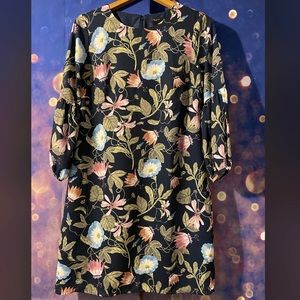 Ann Taylor 3/4 Sleeve Floral Navy Dress
